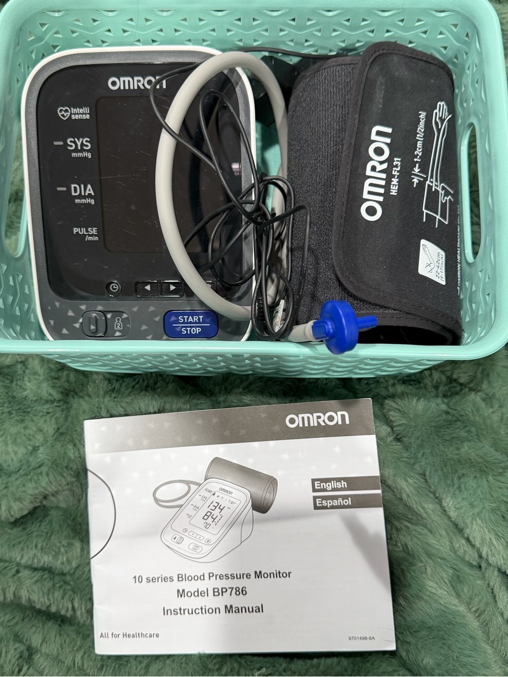 OMRON BP786 Blood Pressure Monitor in Black and White
